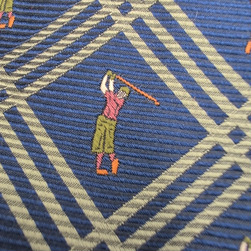 Off Island Tommy Bahama Men's‎ 100% Silk Necktie Designer Golfer Gold Nav - Picture 6 of 6